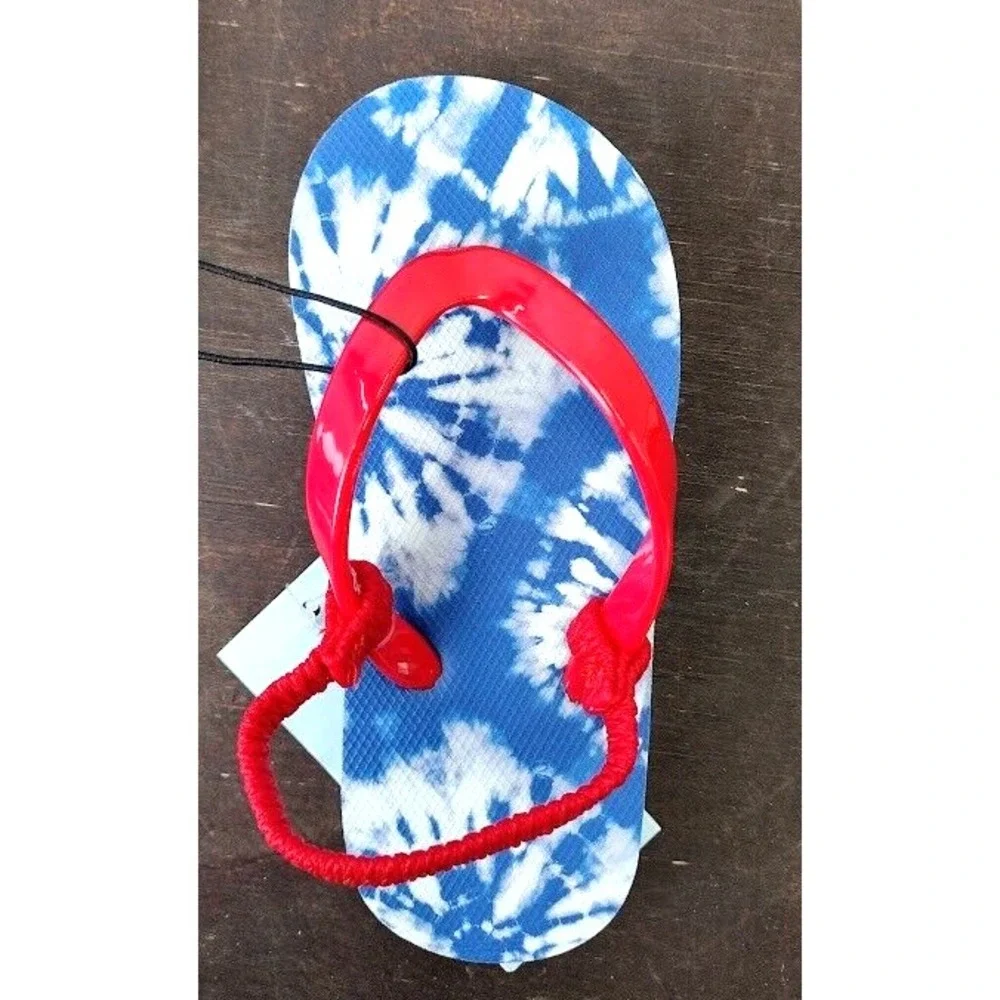 Cat and Jack Kids Toddler Sandals Flip Flops Blue‎ Tie Dye Red Strap Size M 7/8